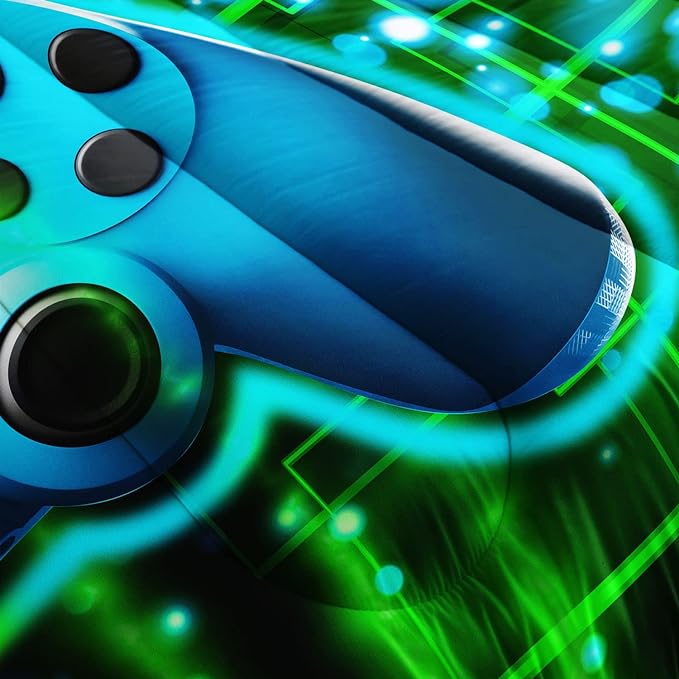 Datura home Video Gamer Comforter Set for Kids Teens Adults,Green Black Gamepad Modern Gamer Gaming Printed Bedding Set with 1 Comforter and 2 Pillowcases(Gamepad Green Full) - LeafyLoom