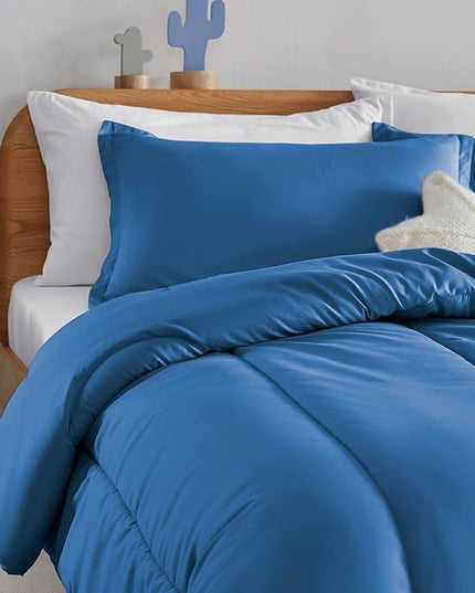 SLEEP ZONE Kids Blue Bedding Twin Comforter Set - Super Soft & Cute Printed 2-Piece Comforter Set All Seasons for Boys, Fade Resistant, Machine Washable (Blue) - LeafyLoom