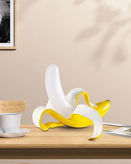 Modern Banana Table Lamp, Desk Lamp,Led Night Light Baking Finish Resin Banana Lighting Fixture for Living Room, Bedroom,Home Office,Kids Room (Sitting) - LeafyLoom