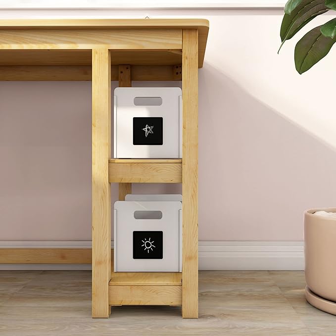 Max & Lily Solid Wood Corner Desk, 55 x 55 Inches, Natural - LeafyLoom
