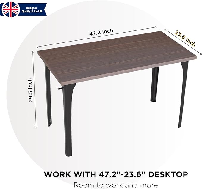 Home Office Computer Desk 47.2x23.6 inch gaming Desk, Modern and Minimalist home office desk, Home Office Desks, Study Desk, Craft table Black Metal Designed Frame, Dark Brown Board color. - LeafyLoom
