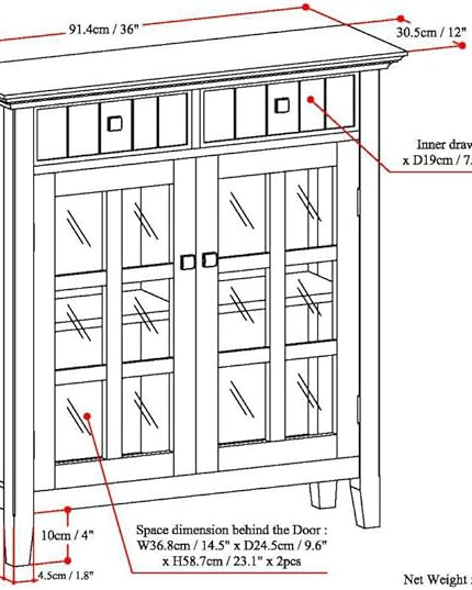 SIMPLIHOME Connaught SOLID WOOD 40 inch Wide Traditional Entryway Storage Cabinet in Farmhouse Grey for the Living Room, Entryway and Family Room - LeafyLoom