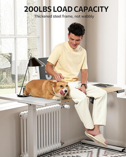 Electric Standing Desk Adjustable - 55 x 24 Inch Sit Stand up Desk with Cable Management - 3 Memory Preset Adjustable Height Desk Computer Home Office Desk - LeafyLoom