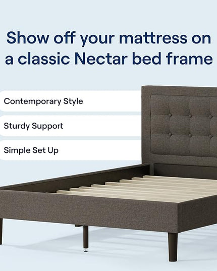 Nectar Premier Copper Cal King 14” Mattress with Bed Frame & Headboard - Grey - Medium Firm Gel Memory Foam - Triple Action Cooling - 365-Night Trial - Forever Warranty - Easy Assembly - 8” Legs - LeafyLoom