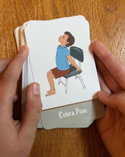 Chair Yoga Poses Cards for Kids: Movement Breaks or Brain Breaks in Classroom, Homeschool, Play Therapy, Calm Corner, or for Social Emotional Learning Activities and Test Taking Strategies - LeafyLoom