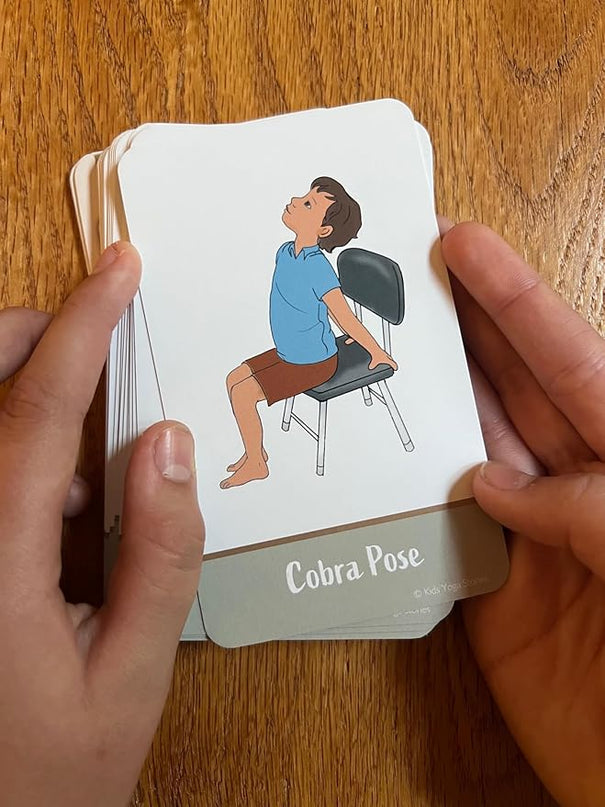 Chair Yoga Poses Cards for Kids: Movement Breaks or Brain Breaks in Classroom, Homeschool, Play Therapy, Calm Corner, or for Social Emotional Learning Activities and Test Taking Strategies - LeafyLoom