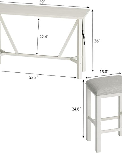 NicBex Dining Table Set for 4 Table and Chairs Modern 5-Piece Dining Table Set Bar Kitchen Table Set with Upholstered Stools for Small Space, Breakfast Nook, Easy Assemble, Beige - LeafyLoom