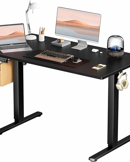 SMUG Standing Desk, Adjustable Height Electric Sit Stand Up Down Computer Table, 48x24 Inch Ergonomic Rising Desks for Work Office Home, Modern Gaming Desktop Workstation, Black - LeafyLoom