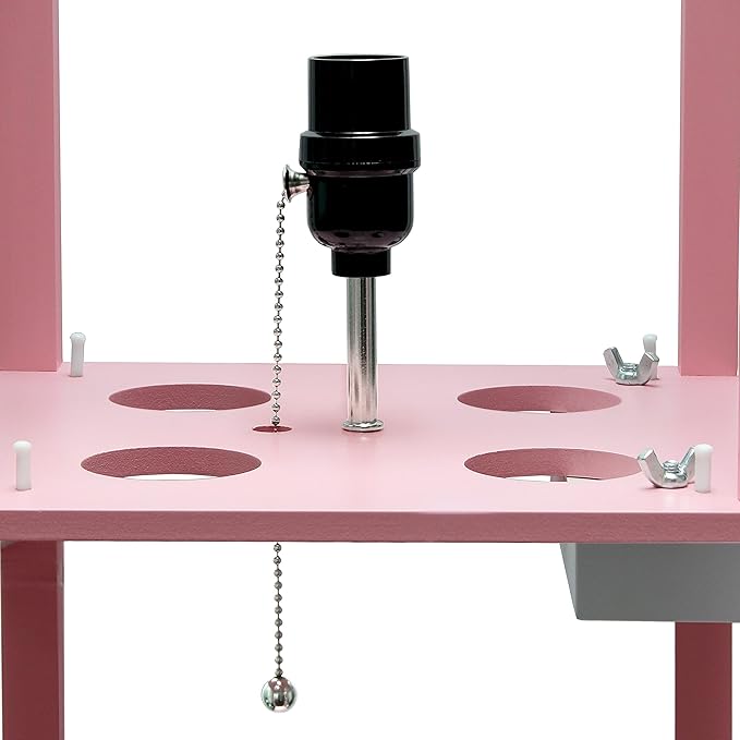 Simple Designs LF1037-LPK-LB Three Shelf Etagere Organizer Storage Floor Lamp with 2 Dual USB Ports and Charging Outlet, Light Pink, with Feit LED Bulb Included - LeafyLoom