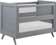 BreathableBaby Breathable Mesh 3-in-1 Convertible Crib (Toddler Bed Kit Sold Separately) — Gray — Two Adjustable Mattress Heights — Greenguard Gold Certified