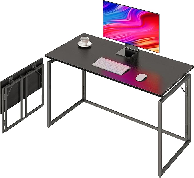 Folding Desk 30 Inch - Small Foldable Desk for Small Space Minimalist, Space Saving Collapsible Compact Desk Portable Table for Craft, Writing, Study and Work (No Assembly Required) - LeafyLoom