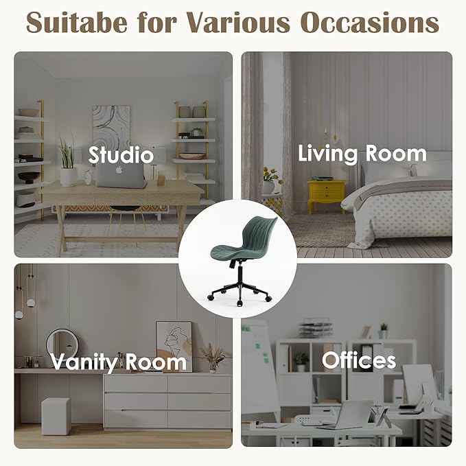 YOUNUOKE Office Desk Chair, Comfy Home Office Chairs, Small Comfortable Desk Chairs with Wheels, Armless PU Leather Chairs for Computer Conference, Slate - LeafyLoom