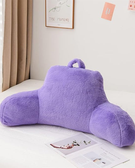 A Nice Night Faux Fur Reading Pillow Bed Wedge Large Adult Children Backrest with Arms Back Support for Sitting Up in Bed/Couch for Bedrest,LightPurple - LeafyLoom