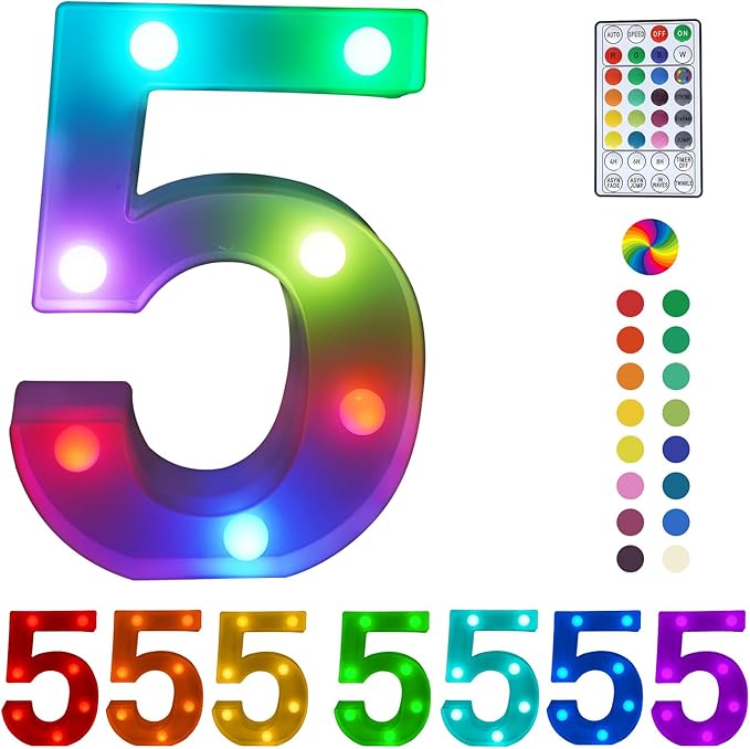 Letter LED Lights, Colors Changing LED Marquee Letter Lights, Dimmable Night Lights for Wedding, Birthday, Holiday, Party, Bar, Christmas Decoration,Dorm Room Decor-Multicolor 5 - LeafyLoom
