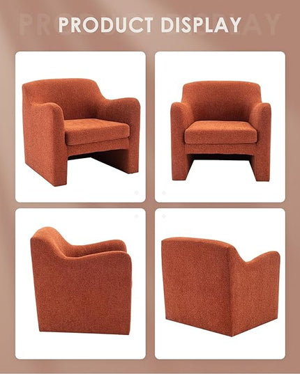 COLAMY Modern Accent Chair Set of 2, Living Room Chair, Soft Padded Armchair with Back, Comfy Fabric Accent Chair for Living Room Bedroom, Red - LeafyLoom