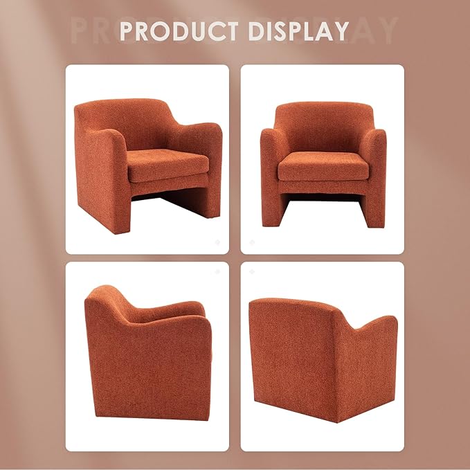 COLAMY Modern Accent Chairs Set of 2,Living Room Chairs,Soft Padded Armchair with Back,Comfy Lamb Wool Fabric Accent Chair for Living Room, Red - LeafyLoom