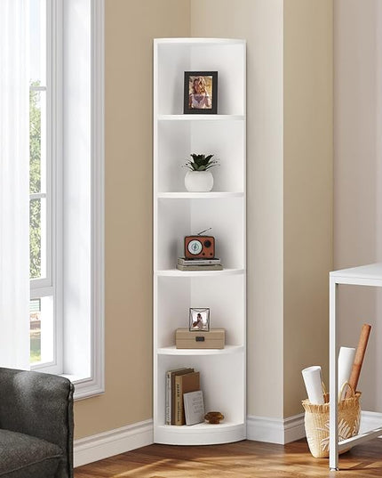 YITAHOME 5-Tier Corner Shelf, 70.8" Tall Modern Free Standing Corner Bookshelf, 5 Shelf Display Corner Bookcase and Bookshelves,Wooden Open Storage Book Shelves for Living Room, Home Office, White - LeafyLoom