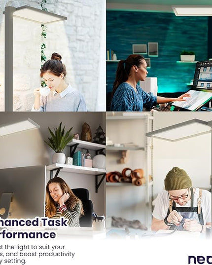 Neatfi 7000 High-Lumens Premium LED Desk Lamp - Touch Controlled, Clamp-on, UltraBright, 4000K Color Temperature, 70W Dimmable Light, Adjustable Head for Home Office and Study (25 Inches, Gray) - LeafyLoom