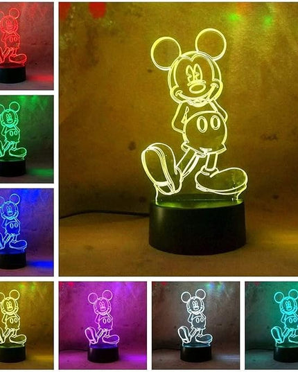 Cute Cartoon Mickey Mouse 3D Night Light LED 7 Color Illusion Table Lamp Birthday Child Kids Baby Gifts Christmas Xmas Birthday - LeafyLoom
