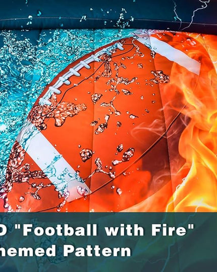 Andency Football Comforter Set Twin(66x90 Inch), 2 Pieces(1 Football Comforter, 1 Pillowcase) Sport Microfiber Comforter Set Bedding Set for Kids Boys Teens - LeafyLoom