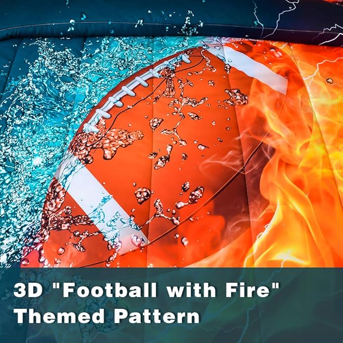 Andency Football Comforter Set Twin(66x90 Inch), 2 Pieces(1 Football Comforter, 1 Pillowcase) Sport Microfiber Comforter Set Bedding Set for Kids Boys Teens - LeafyLoom