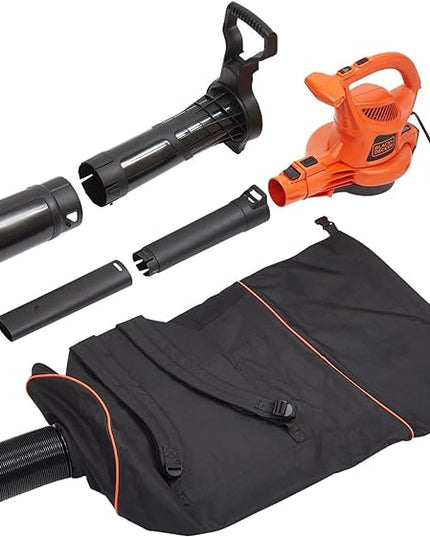 BLACK+DECKER Electric Leaf Blower, Leaf Vacuum and Mulcher 3 in 1, 250 mph Airflow, 400 cfm Delivery Power, Reusable Bag Included, Corded (BEBL7000) - LeafyLoom