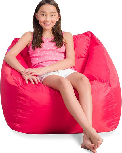Posh Creations Coronado Bean Bag Boys and Girls Large Chair for Kids, for Gaming and Playrooms, Soft Nylon-Red - LeafyLoom