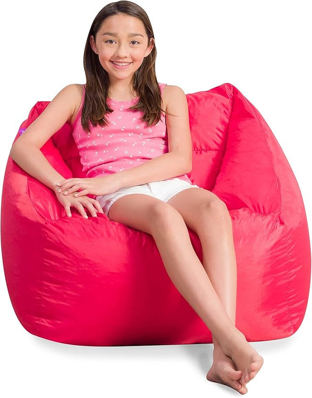 Posh Creations Coronado Bean Bag Boys and Girls Large Chair for Kids, for Gaming and Playrooms, Soft Nylon-Red - LeafyLoom