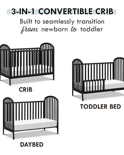 DaVinci Beau 3-in-1 Convertible Crib in Ebony, Greenguard Gold Certified - LeafyLoom