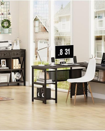 FATORRI Rustic 6 Cube Storage Organizer Shelf with 3 Drawers, Long Horizontal Bookshelf, Industrial Wood and Metal Cubby Bookcase (Walnut Brown, 47 Inch) - LeafyLoom