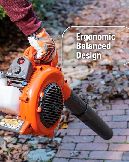 Husqvarna 125BVx Gas Leaf Blower, 28-cc 1.1-HP 2-Cycle Handheld Leaf Blower Vacuum Kit with Mulcher and Vac Bag, 470-CFM, 170-MPH, 12.5-N Powerful Clearing Performance and Ergonomic Design - LeafyLoom