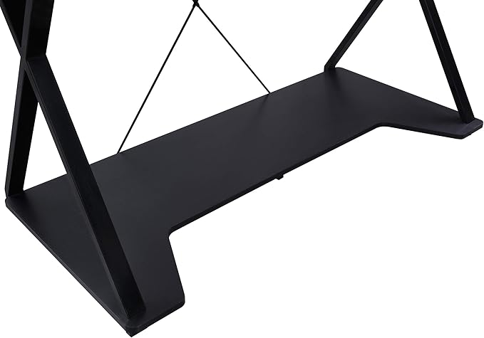 OSP Home Furnishings Checkpoint Ghost Battlestation Gaming Desk with RGB LED Lights, Black - LeafyLoom