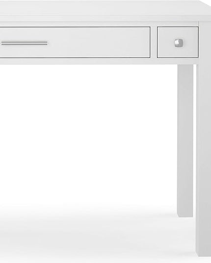 SIMPLIHOME Avalon SOLID WOOD Contemporary 47 Inch Wide Writing Desk in White, For the Office Desk, Writing Table, Workstation and Study Table - LeafyLoom