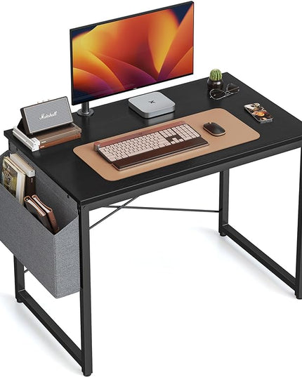 Cubiker Computer Desk 32 inch Home Office Writing Study Desk, Modern Simple Style Laptop Table with Storage Bag, Black - LeafyLoom