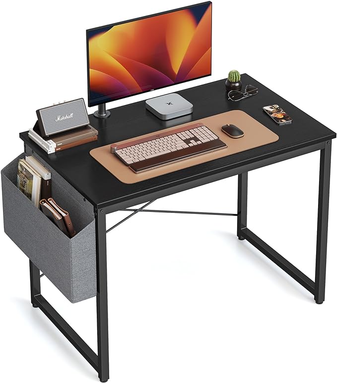 Cubiker Computer Desk 32 inch Home Office Writing Study Desk, Modern Simple Style Laptop Table with Storage Bag, Black - LeafyLoom