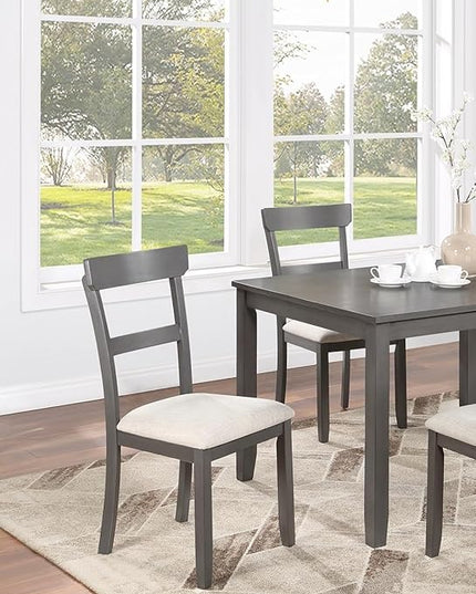 NicBex Kitchen Table Set for 4 Dining Table Classic Stylish 5Pc Dining Set Kitchen Dinette Wooden Top Table and Chairs Cushions Seats Ladder Back Chair Dining Room, Natural+Grey - LeafyLoom