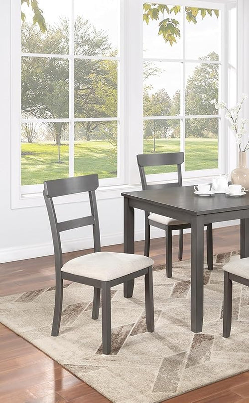 NicBex Kitchen Table Set for 4 Dining Table Classic Stylish 5Pc Dining Set Kitchen Dinette Wooden Top Table and Chairs Cushions Seats Ladder Back Chair Dining Room, Natural+Grey - LeafyLoom