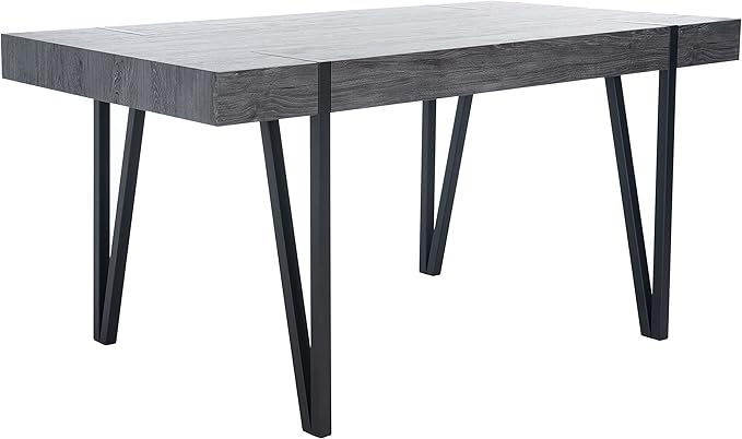 SAFAVIEH Home Collection Alyssa Mid-Century Rustic Industrial Black Oak Dining Room Table DTB7000B, 0 - LeafyLoom