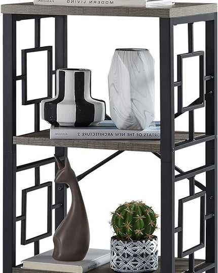 Small Bookshelf, 3 Tier Vintage Industrial Small Bookshelf for Small Spaces, Freestanding Open Shelf Bookcase, Versatile Bookshelf for Home Office, Bedroom & Living Room, Grey - LeafyLoom