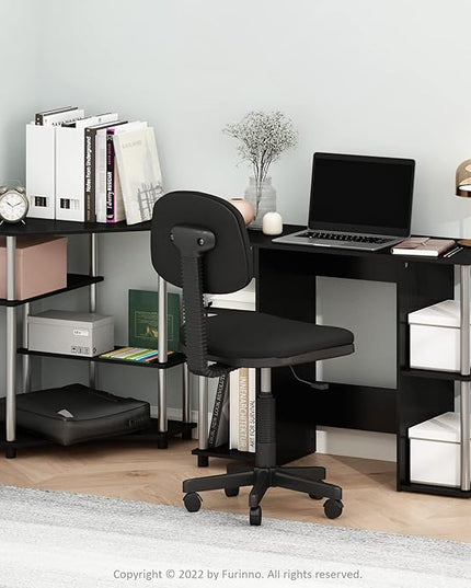 Furinno Jaya Computer Study Desk, Americano/Stainless Steel - LeafyLoom