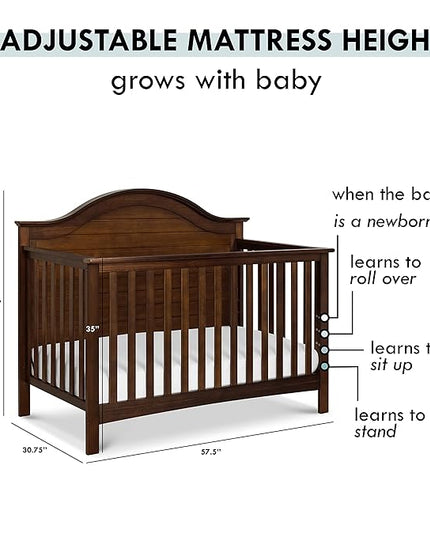 Carter's by DaVinci Nolan 4-in-1 Convertible Crib in Espresso, Greenguard Gold Certified, 57.5x30.8x47 Inch (Pack of 1) - LeafyLoom
