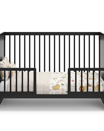 Storkcraft Calabasas 3-in-1 Convertible Crib (Black) – GREENGUARD Gold Certified, Fits Standard Crib Mattress, Converts to Toddler Bed, Modern Style, Easy 30-Minute Assembly - LeafyLoom