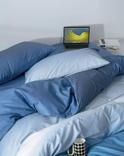 Blue Gradient Comforter Set Cal King Gradient Blue Bedding Comforter Set Multicolor Light Blue Bedding Blanket Quilt Blue Color Comforter Set California King Bed - LeafyLoom