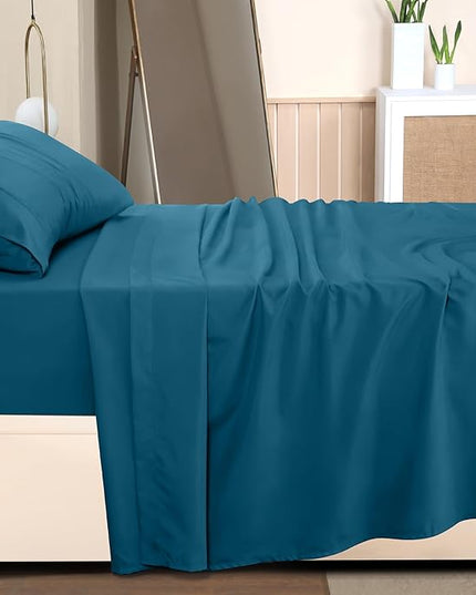 Utopia Bedding Twin Bed Sheets Set - 3 Piece Bedding - Brushed Microfiber - Shrinkage and Fade Resistant - Easy Care (Twin, Denim Blue) - LeafyLoom