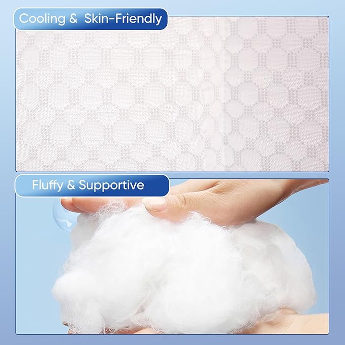 Cooling Knee Pillow for Side Sleeper, 5" Leg Pillow for Side Sleeping, 100% Cooling Fabric Pillow for Between Knees While Sleeping - High Support Alternative for Relieving Leg, Back, and Knee Pain - LeafyLoom