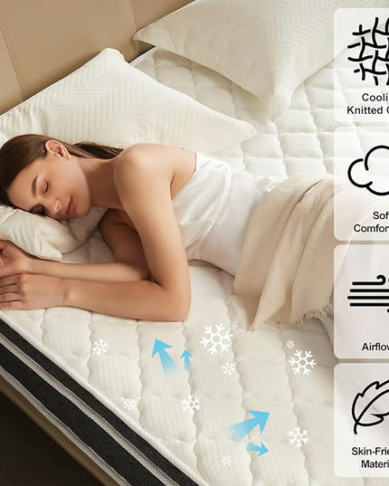 Full Size Mattress 12 Inch Hybrid Mattress Full in a Box with Memory Foam - Individually Wrapped Pocket Coils Spring, Edge Support Pressure Relief, CertiPUR-US Certified(Medium Firm) - LeafyLoom