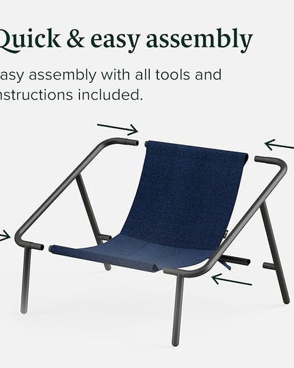 ZINUS Ada Sling Accent Chair, Metal Framed Armchair with Shredded Foam Cushioning, Navy - LeafyLoom