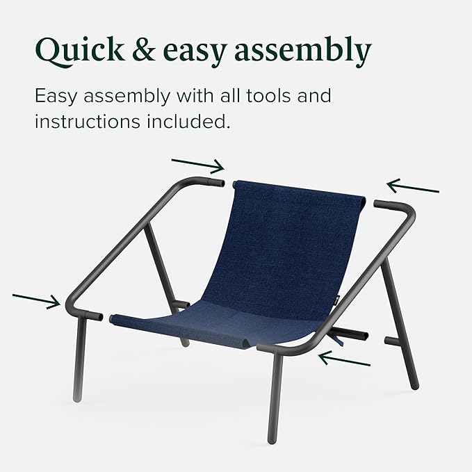 ZINUS Ada Sling Accent Chair, Metal Framed Armchair with Shredded Foam Cushioning, Navy - LeafyLoom