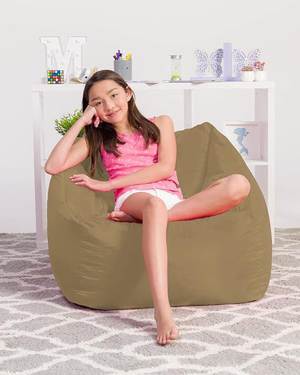 Posh Creations Structured Comfy Bean Bag Chair for Gaming, Reading, and Watching TV, Coronado Chair, Microsuede - Camel - LeafyLoom