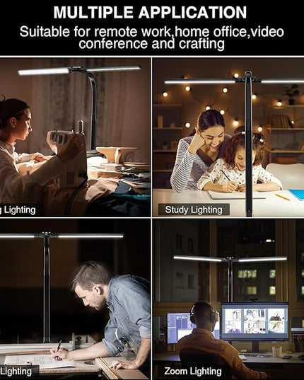 Yarrashop Desk Light for Office Home Computer Video Conference Light Zoom Meeting, 24W Ultra Bright Auto Dimming Architect Eye-Caring Desk Lamp with Clamp for Remote Work,Task, Study, Drafting - LeafyLoom